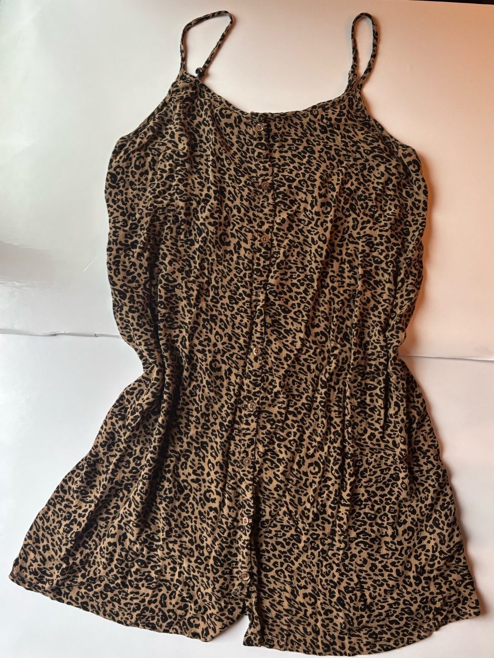 Leopard Print Sleeveless Dress shirred back cami  animal print midi sundress